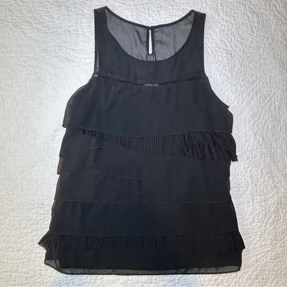 Express Women’s  Black Ruffled Sleeveless Top, Medium